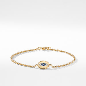 David Yurman Evil Eye Charm Bracelet with Blue Sapphire, Diamonds and Black Diamonds in Gold