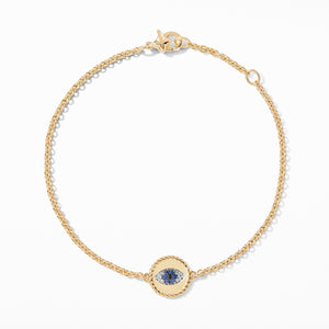 David Yurman Evil Eye Charm Bracelet with Blue Sapphire, Diamonds and Black Diamonds in Gold