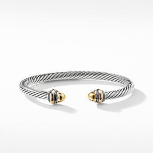 David Yurman 5MM Cable Classic Bracelet with Gold Domes