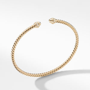 David Yurman Cable Spira Bracelet in 18K Gold with Diamonds, 3mm