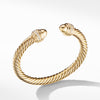David Yurman 7MM Cable Bracelet in 18K Gold with Gold Dome and Diamonds