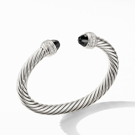 David Yurman 7MM Cable Bracelet with Black Onyx and Diamonds – NAGI