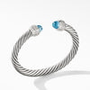 David Yurman 7MM Cable Bracelet with Blue Topaz and Diamonds