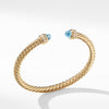 David Yurman 5MM Cable Bracelet in 18K Gold with Blue Topaz and Diamonds