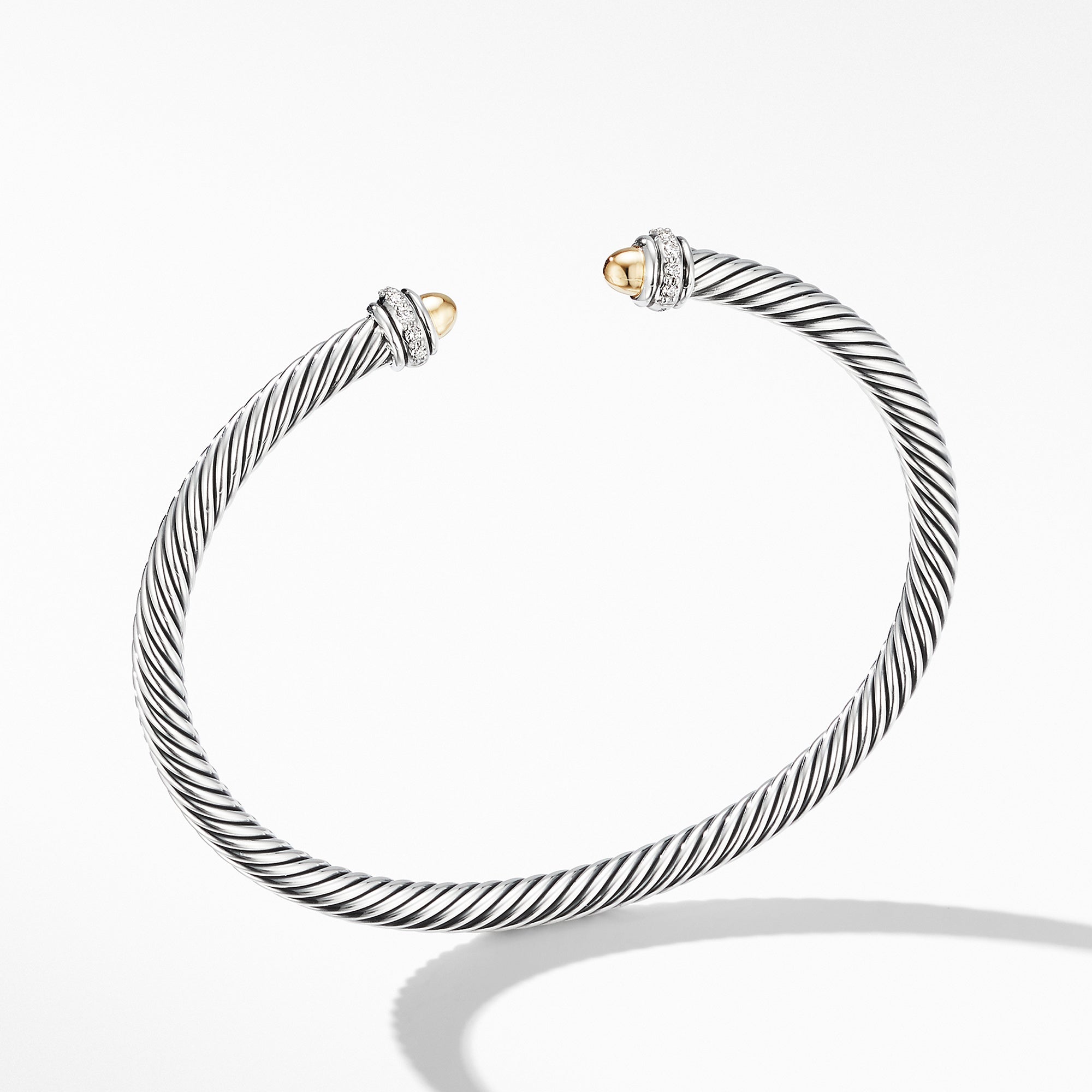 David Yurman 4MM Cable Classic Bracelet with 18K Yellow Gold Domes and ...