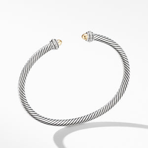 David Yurman 4MM Cable Classic Bracelet with 18K Yellow Gold Domes and Diamonds