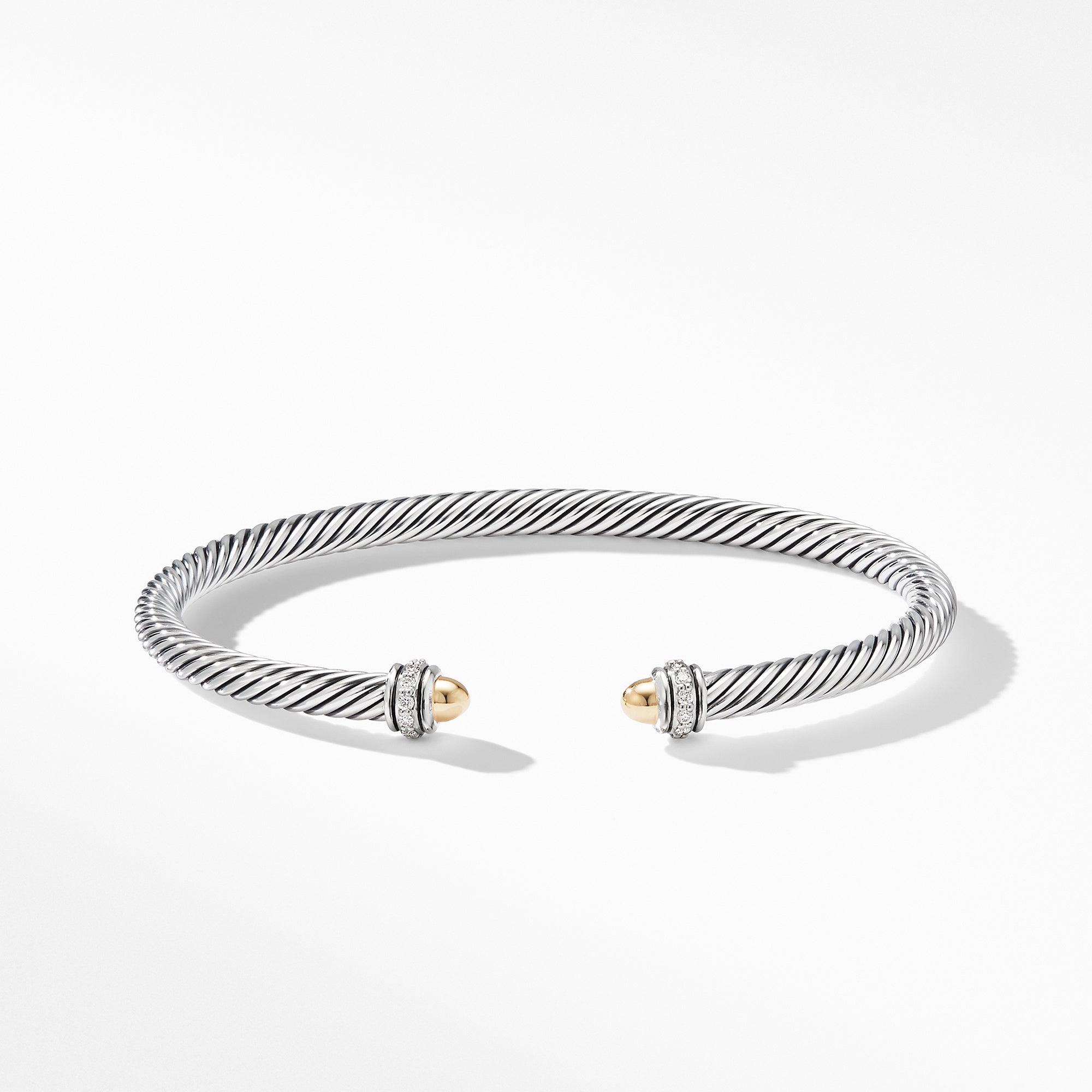 David Yurman 4MM Cable Classic Bracelet with 18K Yellow Gold Domes and ...