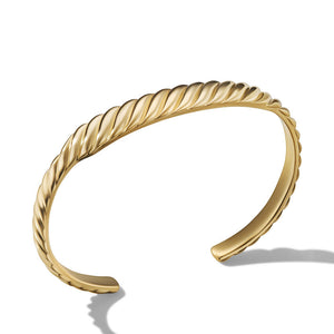 David Yurman Sculpted Cable Contour Cuff Bracelet in 18K Yellow Gold, 9MM