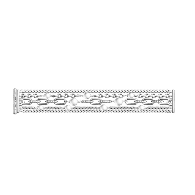 DY Madison Pearl Multi Row Chain Bracelet in Sterling Silver