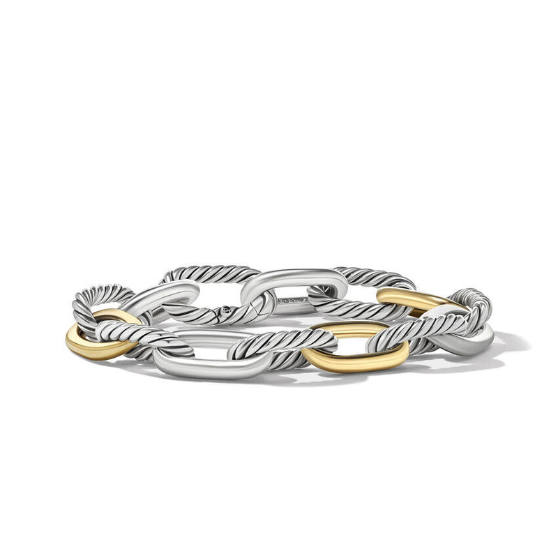 DY Madison Chain Bracelet in Sterling Silver with 18K Yellow Gold, 11MM