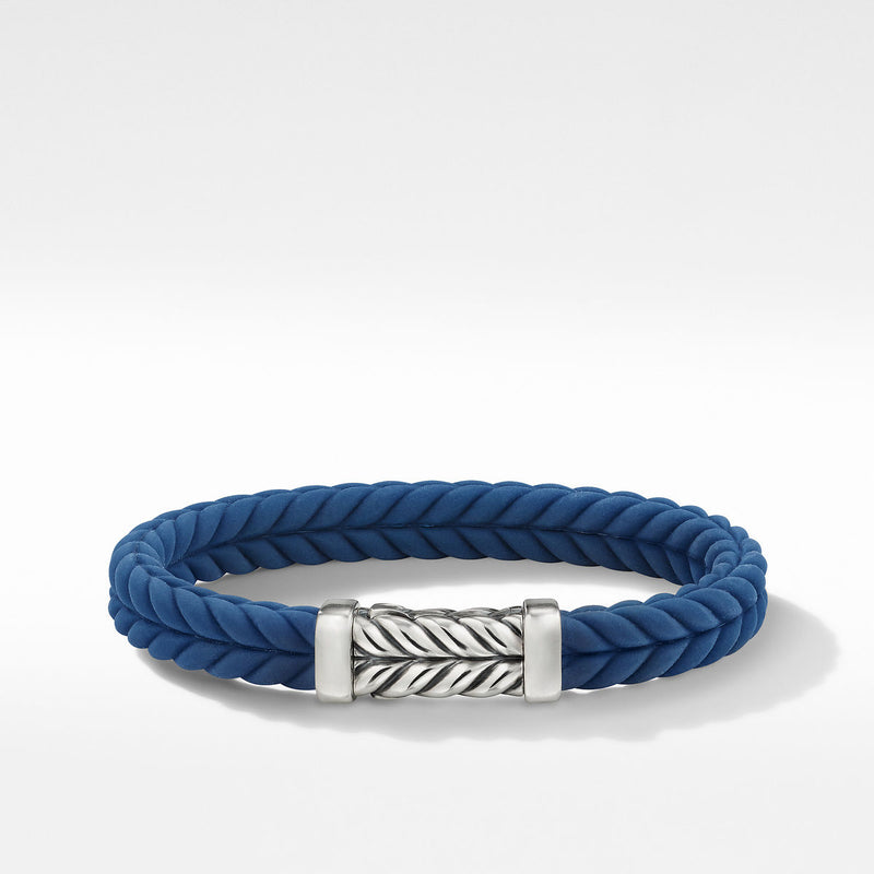 Chevron Blue Rubber Link Bracelet