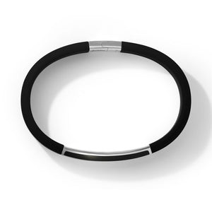 David Yurman Gents Streamline ID Black Rubber Bracelet with Black Onyx, 10MM
