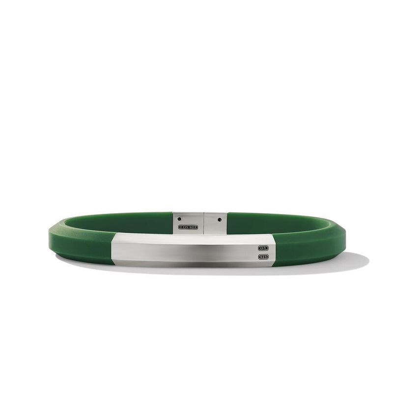 David Yurman Streamline ID Green Rubber Bracelet, 8MM