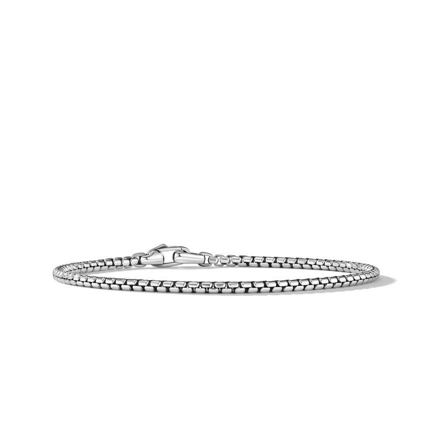 Cable Two Row Box Chain Bracelet in Sterling Silver with 18K Yellow Gold,  12mm