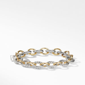 David Yurman Oval Link Chain 18k Silver Bracelet, 10MM