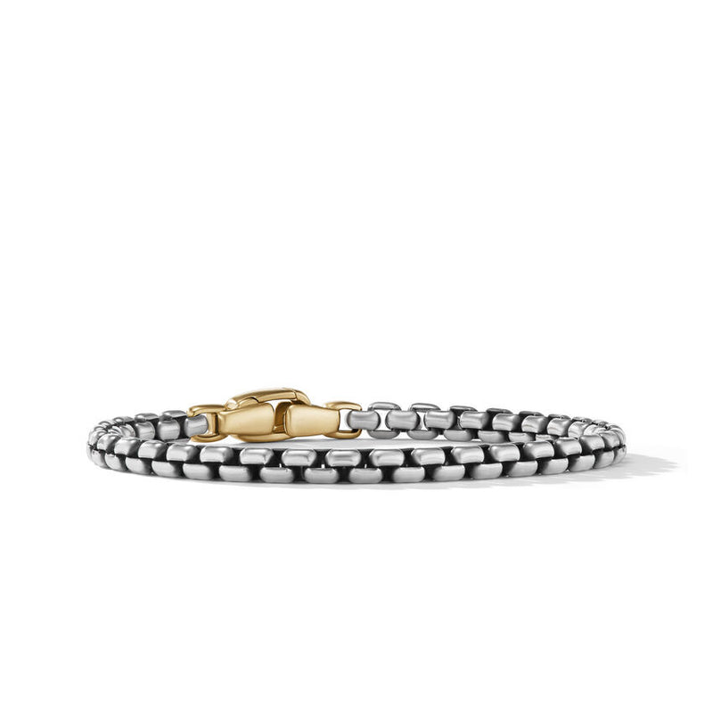 David Yurman Gents Box Chain Bracelet in Sterling Silver with 14K Yellow Gold