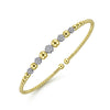 Gabriel 14K Yellow-White Gold Bujukan Cuff Bracelet with Pave Diamond Stations