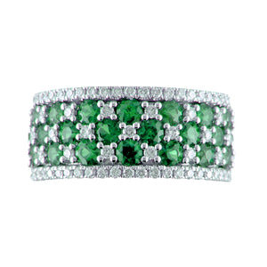 S. Kashi Emerald & Diamond Wide Right Hand Cocktail Ring 18K