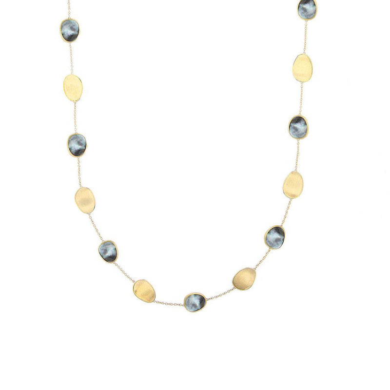 Marco Bicego 18 karat yellow gold 16 inch black mother of pearl Lunaria necklace CB2099 MPB Y
