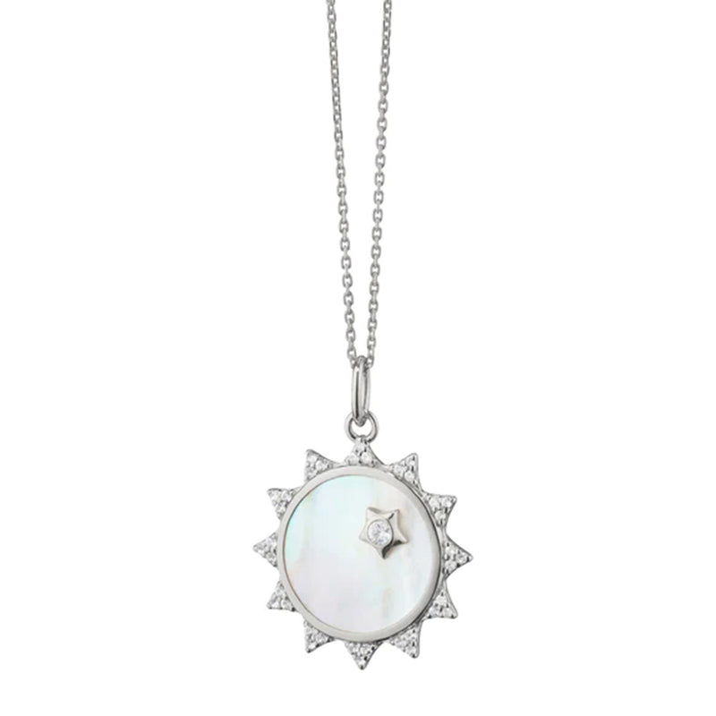 Monica Rich Kosann  Mother of Pearl Sapphire Sun Charm Necklace