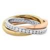 Memoire 18k Gold Tricolor Three-Row Channel set Diamond Rolling Ring