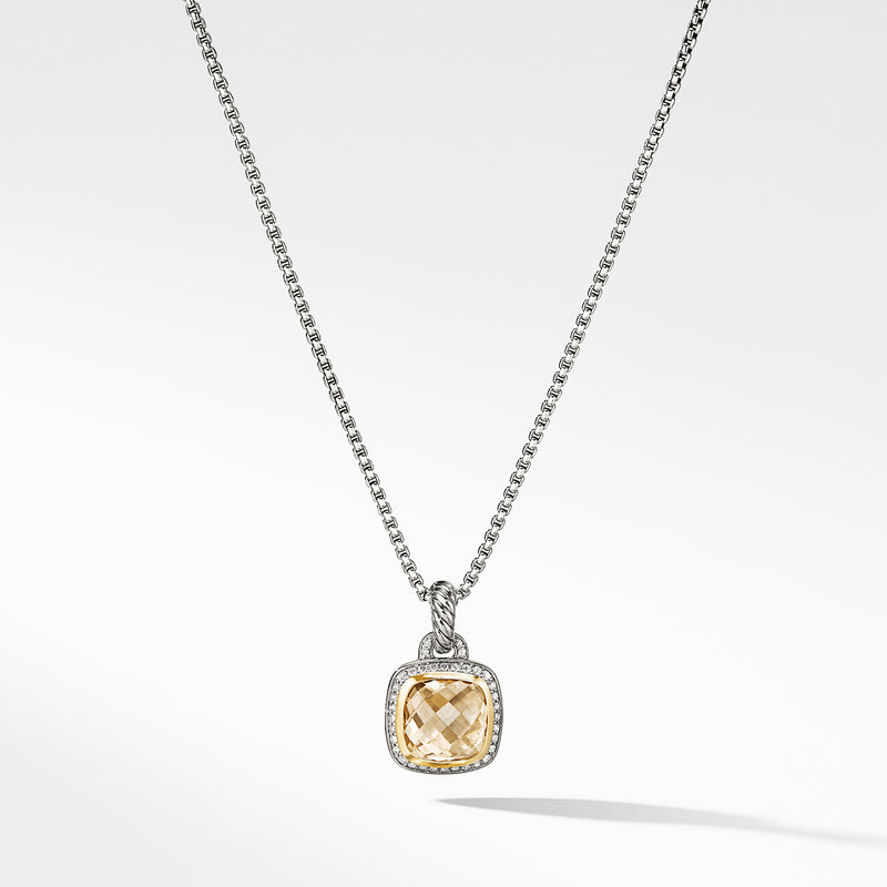 David Yurman Albion 11MM Pendant with Champagne Citrine and Diamonds with 18K Gold