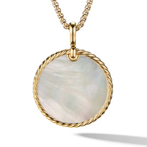 DY Elements Reversible Disc Pendant in 18K Yellow Gold with Black Onyx and Mother of Pearl