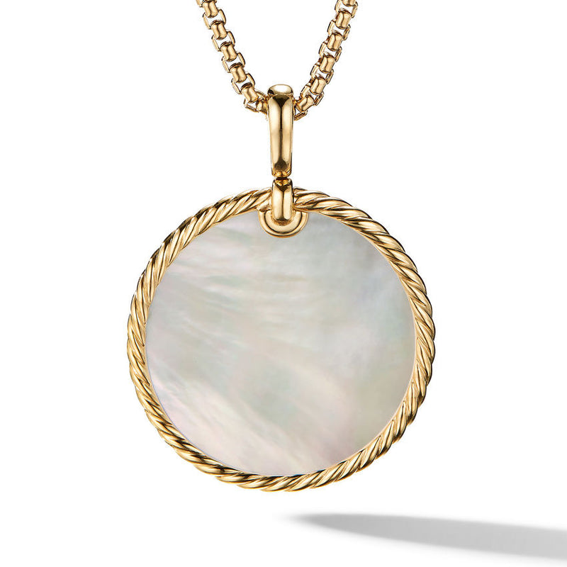 DY Elements Reversible Disc Pendant in 18K Yellow Gold with Black Onyx and Mother of Pearl