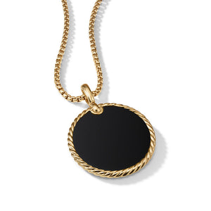 DY Elements Reversible Disc Pendant in 18K Yellow Gold with Black Onyx and Mother of Pearl