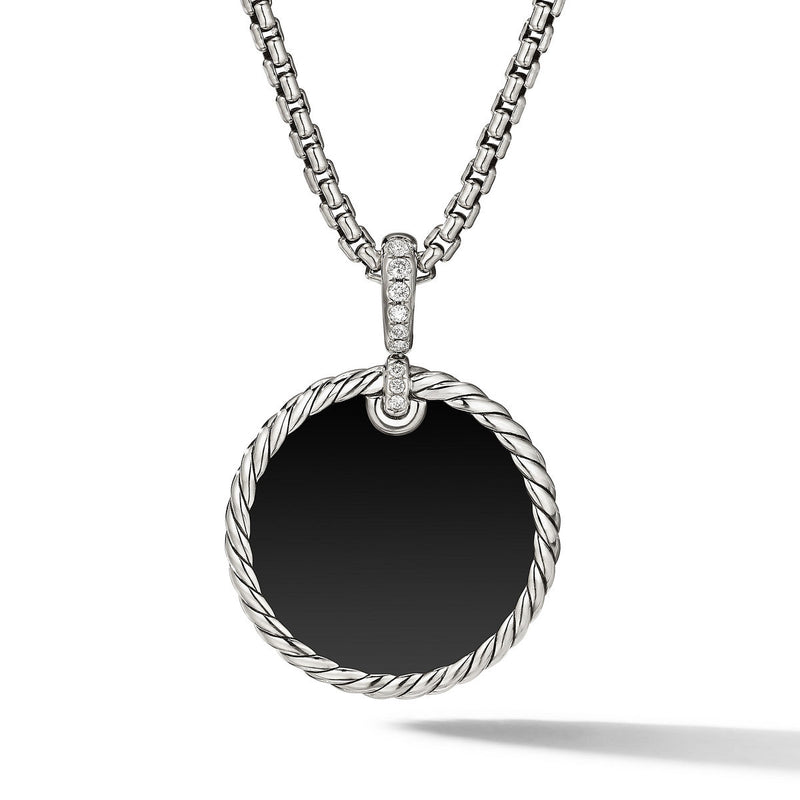 DY Elements Reversible Disc Pendant with Black Onyx and Mother of Pearl and PavŽ Diamonds