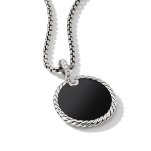 DY Elements Reversible Disc Pendant with Black Onyx and Mother of Pearl and Pave Diamonds