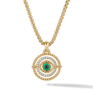 David Yurman Evil Eye Mobile Amulet in 18K Yellow Gold with Pave Emeralds and Diamonds