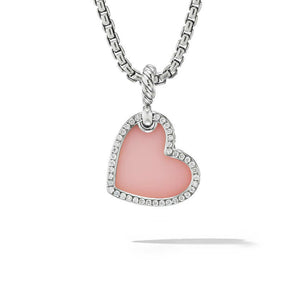 DY 19MM Elements Heart Amulet with Pink Opal and Pave Diamonds