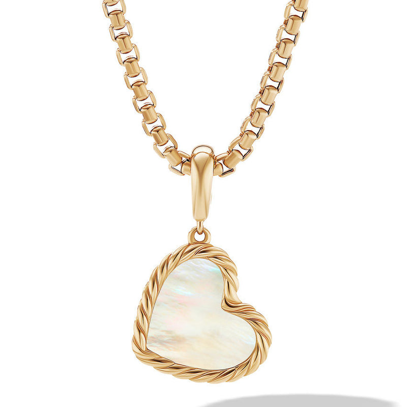 DY Elements Heart Amulet in 18K Yellow Gold with Mother of Pearl