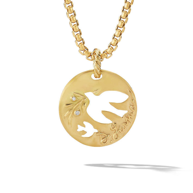 DY Elements Dove Pendant in 18K Yellow Gold with Diamonds