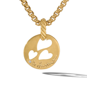 DY Elements Open Hearts Pendant in 18K Yellow Gold with Diamonds