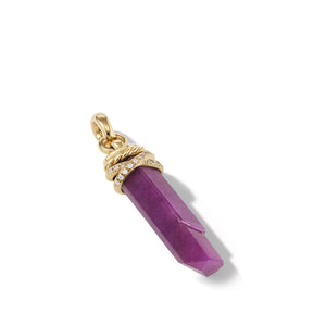 David Yurman Wrapped Ruby Crystal Amulet with 18K Yellow Gold and Pave Diamonds