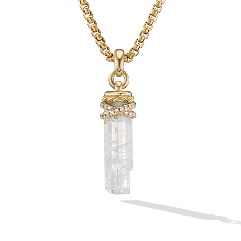 David Yurman Wrapped Rainbow Moonstone Crystal Amulet with 18K Yellow Gold and Pave Diamonds
