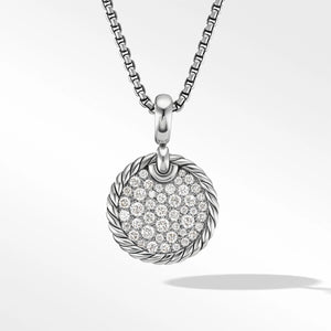 DY Elements Disc Pendant with Pave Diamonds, 14mm