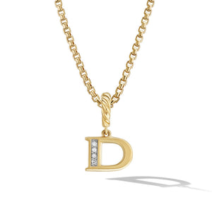 David Yurman Pave Initial D Pendant in 18k Yellow Gold with Diamonds