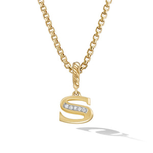 David Yurman Pave Initial S Pendant in 18k Yellow Gold with Diamonds