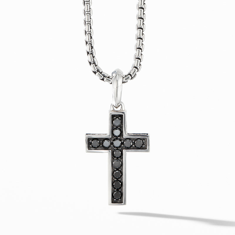 David Yurman Men's Cross Pendant with Pave Black Diamonds 28MM