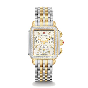 Michele Deco Chronograph Two-Tone Diamond Bezel Watch