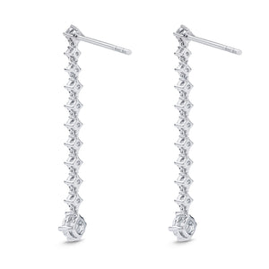 Memoire 18k White Gold Diamond Line Lila Drop Diamond Earrings