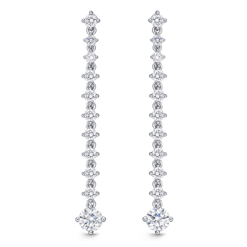 Memoire 18k White Gold Diamond Line Lila Drop Diamond Earrings