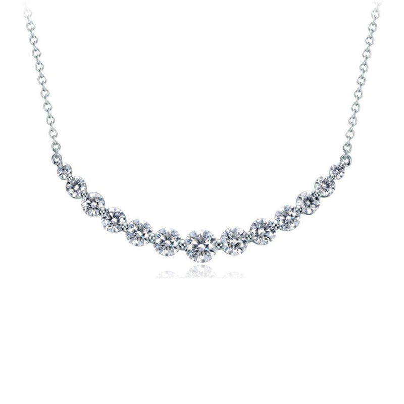 Memoire 18k White Gold Smile Curved Diamond Necklace