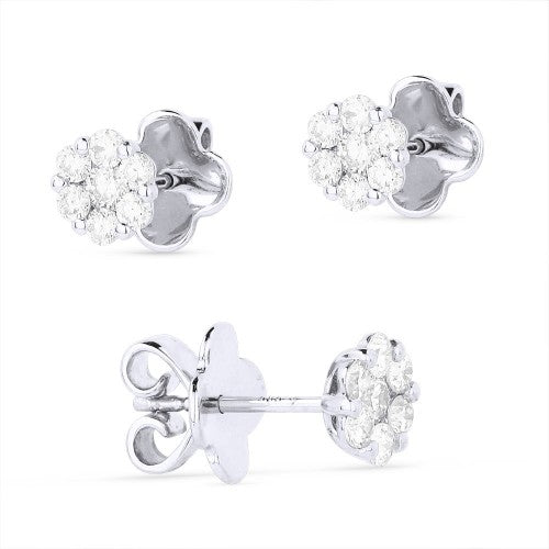 Madison L. 14k white gold flower cluster stud earrings with diamonds