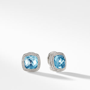 David Yurman Albion 11MM Earrings with Blue Topaz and Diamonds