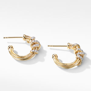 David Yurman Helena Small Hoop Earring in 18K Yellow Gold with Diamonds