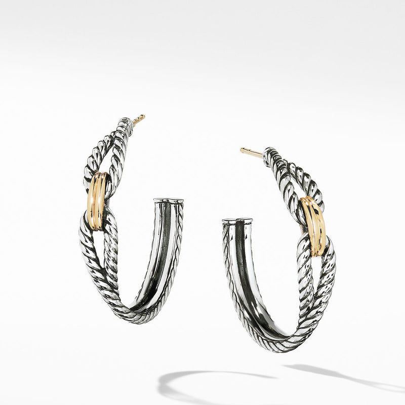 David Yurman Cable Loop Silver 18k Gold Hoop Earrings